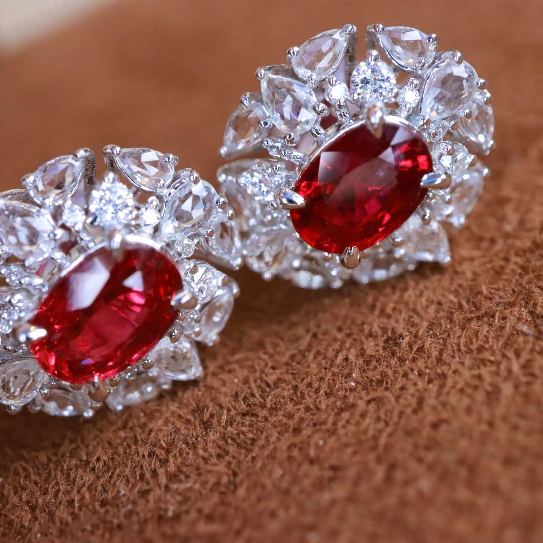 14k Gold 2.32 Ctw Natural Ruby & Sapphire Earrings - 4