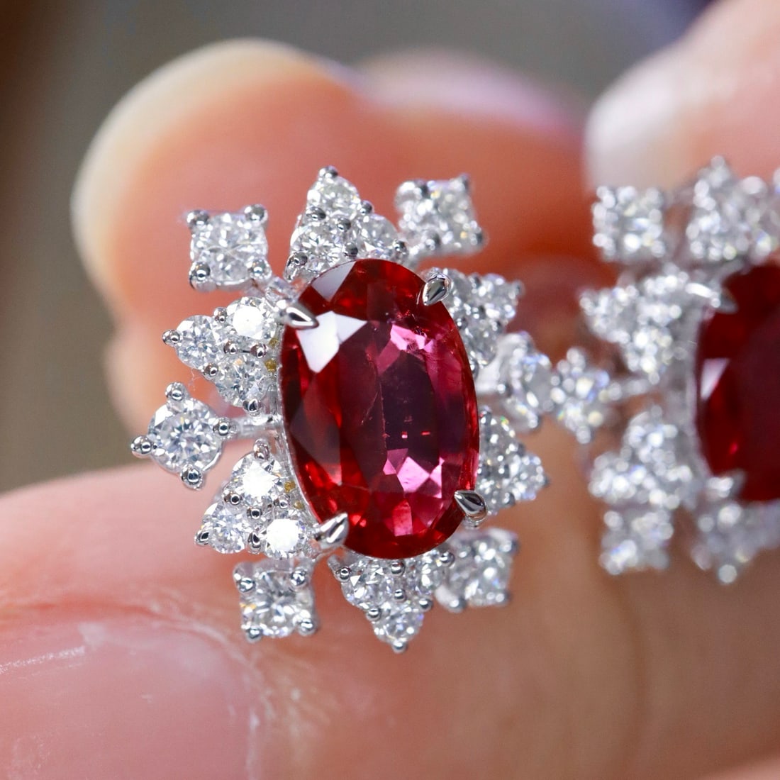 14k Gold 2.35 Ctw Natural Ruby & Diamond Earrings - 2