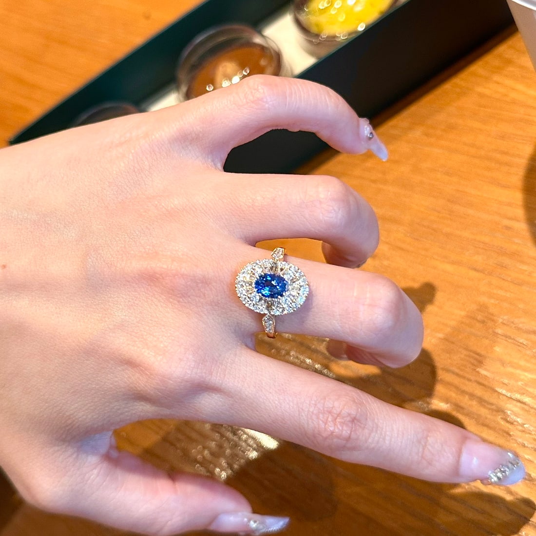 14k Gold 1.02 Ct Natural Sapphire & Diamond Ring - 6