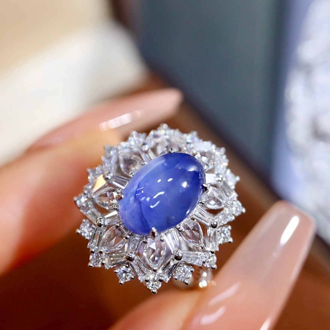 14k Gold 4.97 Ctw Natural Sapphire & Diamond Ring - 6