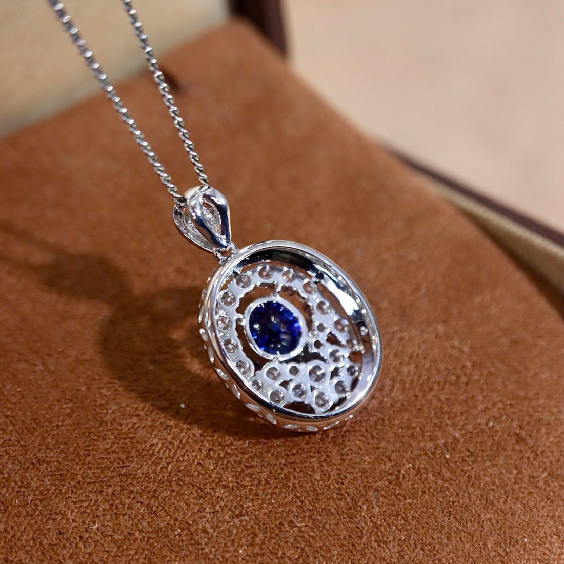 14k Gold 1.78 Ctw Natural Sapphire & Diamond Pendant( Without Chain ) - 6