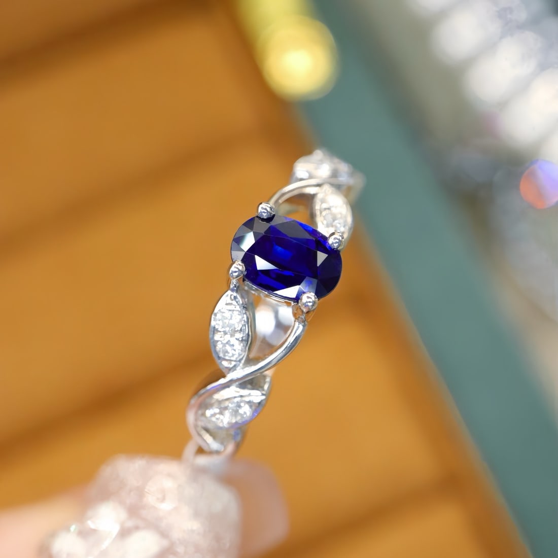 14k Gold 0.61 Ctw Natural Sapphire & Diamond Ring - 2
