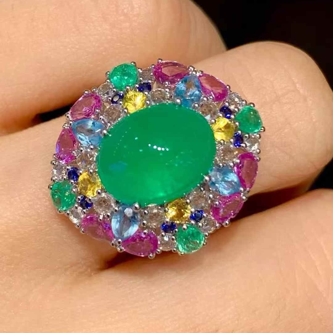 14k Gold 4.02 Ct Natural Emerald & Diamond Ring - 4