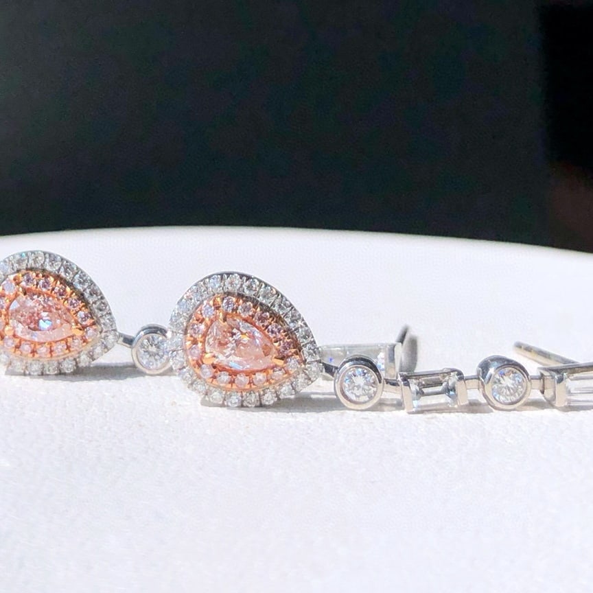 14k Gold 1.27 Ctw Natural Pink Diamond & Diamond Earrings - 2