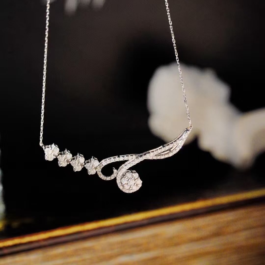 14k Gold 1.2 Ct Natural H Diamond Necklace - 6