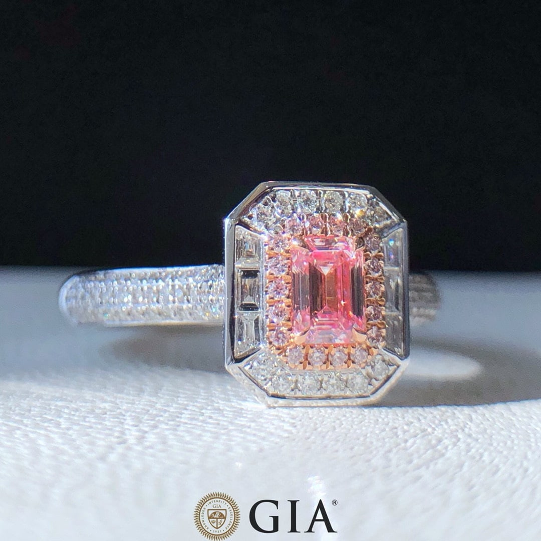 Gia Certified 14k Gold 0.66 Ctw Natural Pink Diamond & Diamond Ring/pendant( Without Chain ) - 2