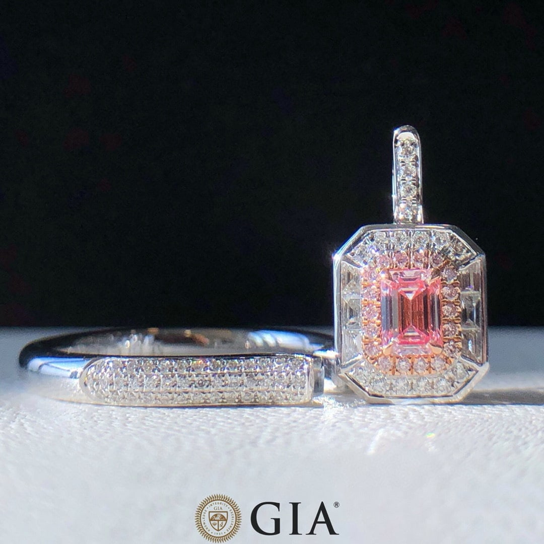 Gia Certified 14k Gold 0.66 Ctw Natural Pink Diamond & Diamond Ring/pendant( Without Chain ) - 5