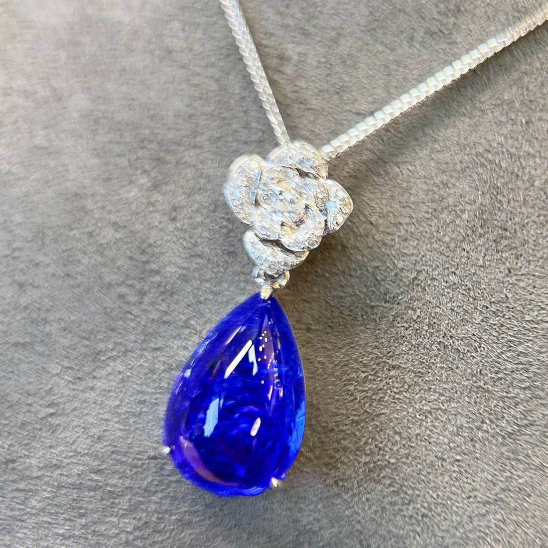 14k Gold 11.61 Ctw Natural Tanzanite & Diamond Pendant( Without Chain ) - 8