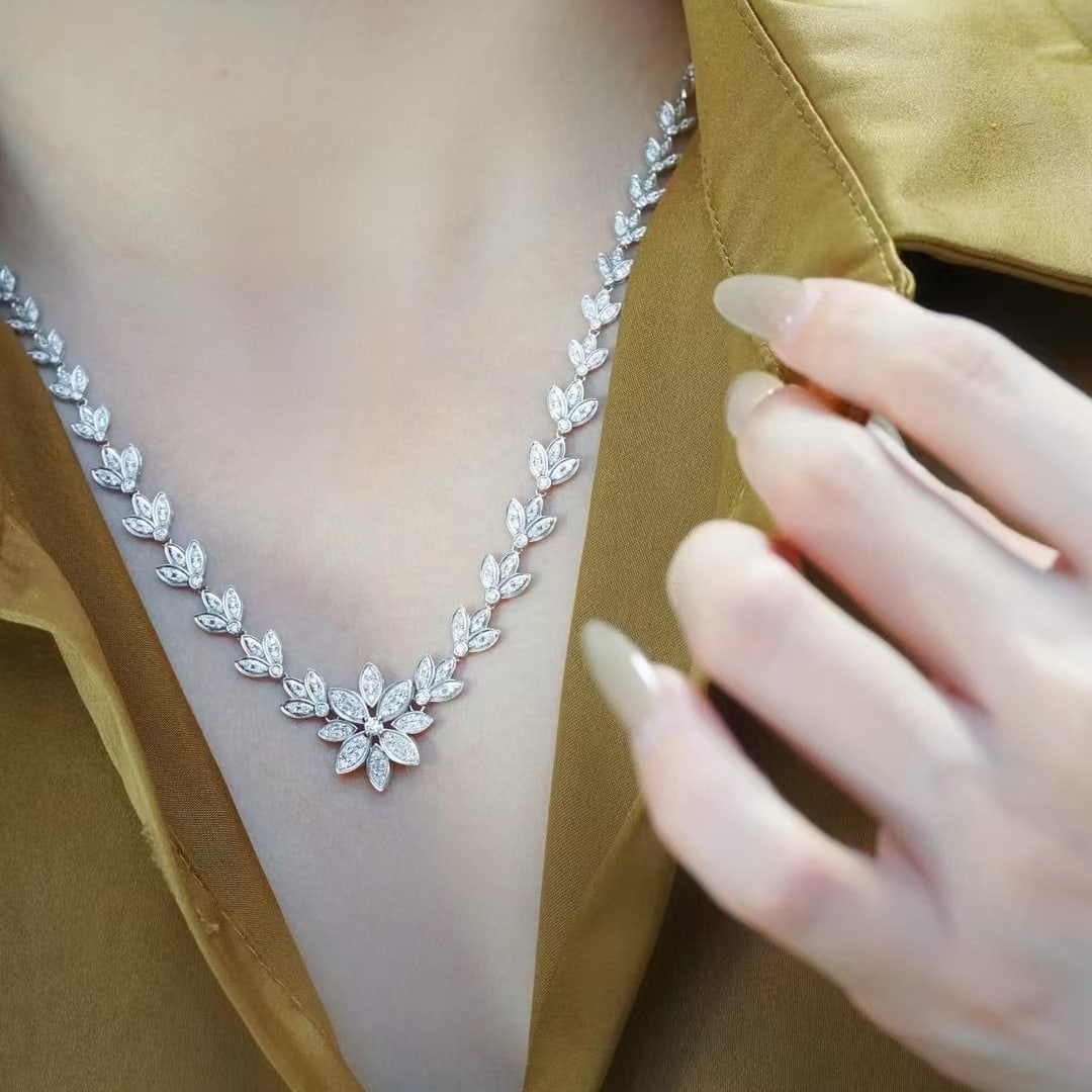 14k Gold 2.1 Ct Natural H Diamond Necklace - 6