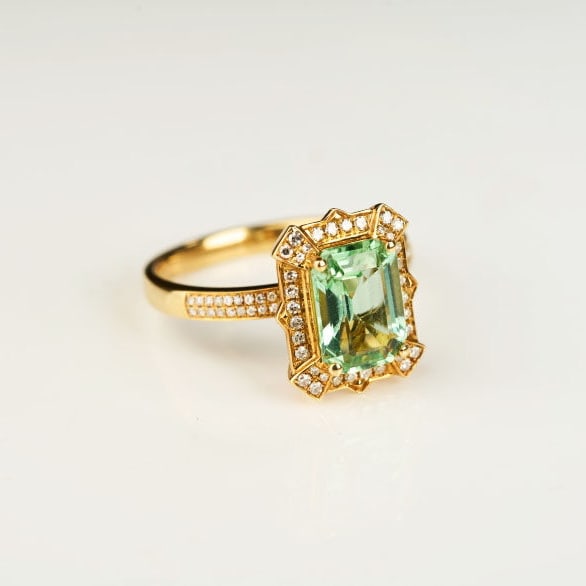 14k Gold 2.4 Ctw Natural Tourmaline & Diamond Ring - 7