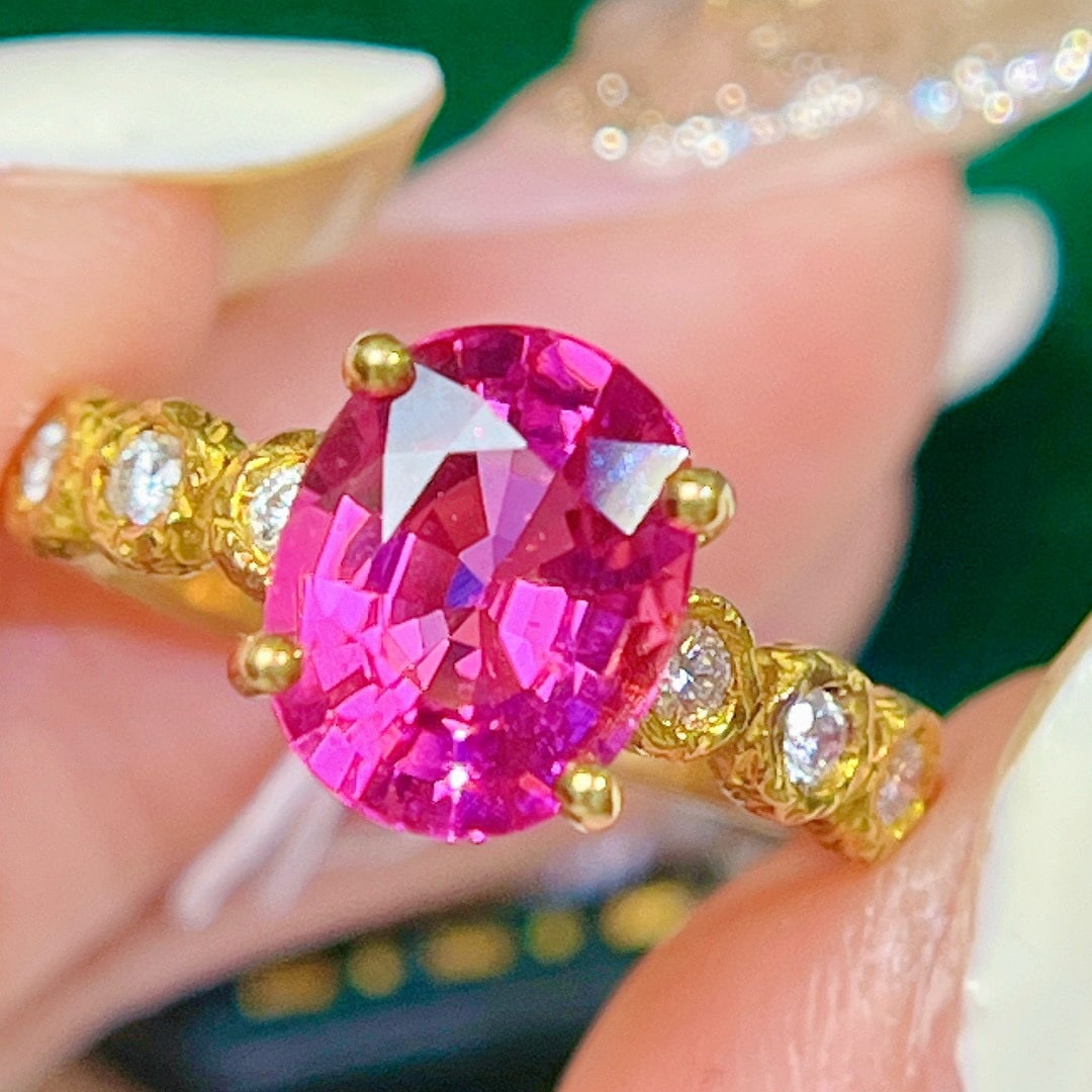 14k Gold 3 Ct Natural Tourmaline & Diamond Ring - 3
