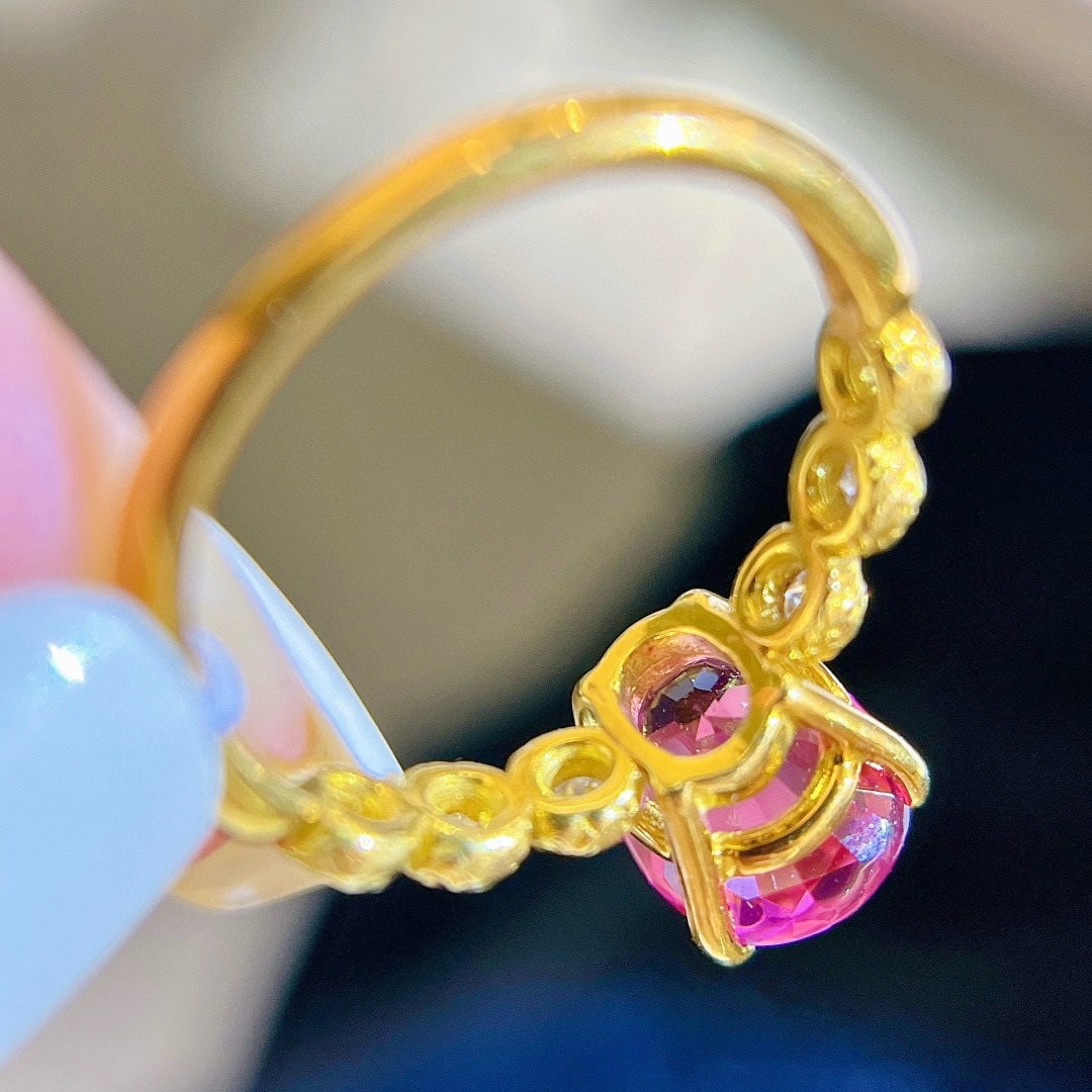 14k Gold 3 Ct Natural Tourmaline & Diamond Ring - 7
