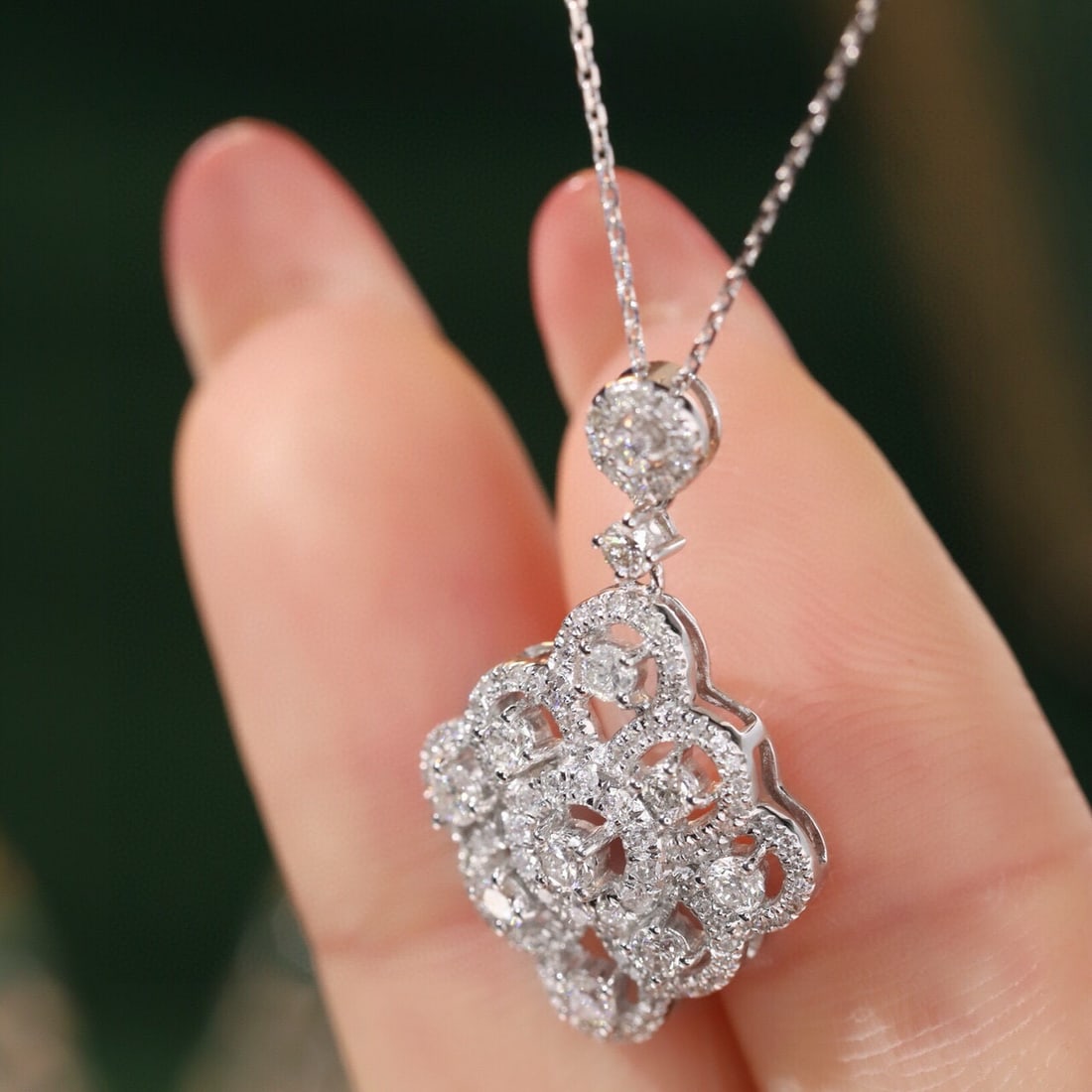 14k Gold 0.85 Ct Natural H Diamond Necklace - 3