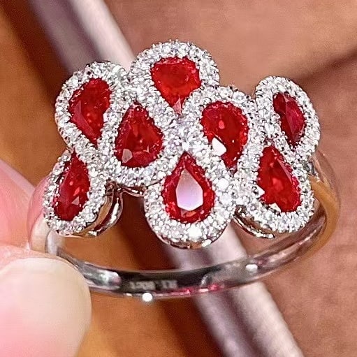 14k Gold 1.8 Ct Vivid Red Natural Ruby & Diamond Ring - 2
