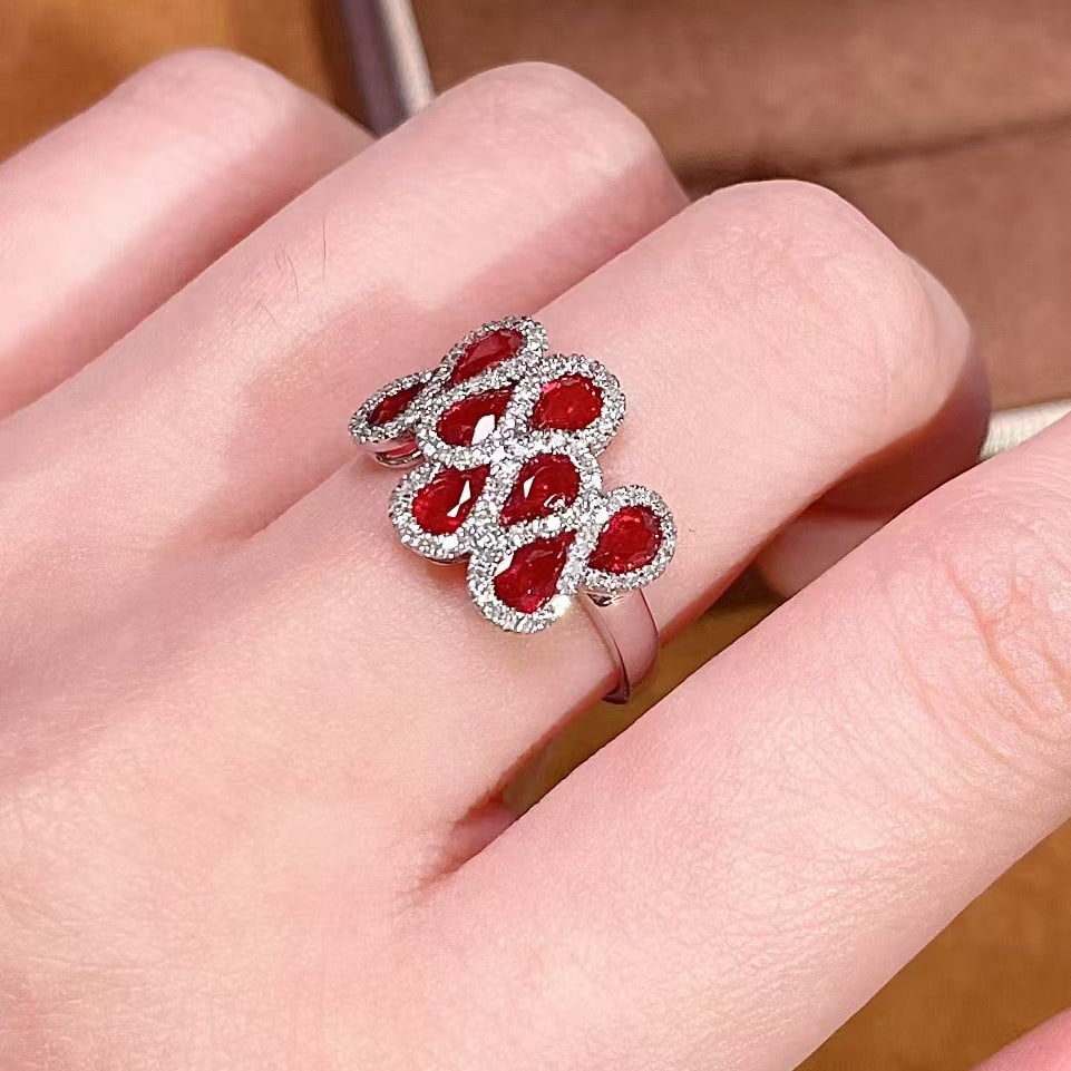 14k Gold 1.8 Ct Vivid Red Natural Ruby & Diamond Ring - 4