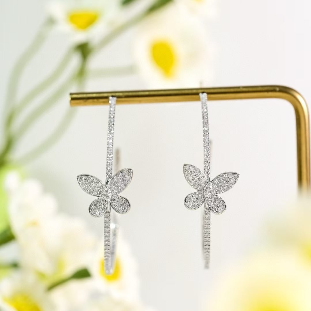 14k Gold 1 Ct Natural H Diamond Earrings - 6