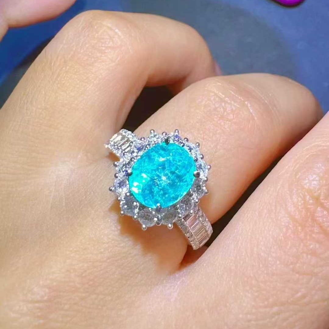 14k Gold 3.03 Ctw Natural Paraiba Tourmaline & Diamond Ring - 4