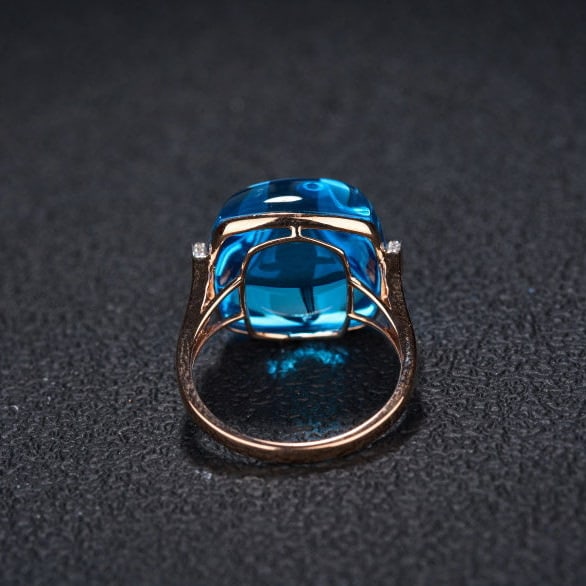 14k Gold 22.56 Ct Natural Topaz & Diamond Ring - 6