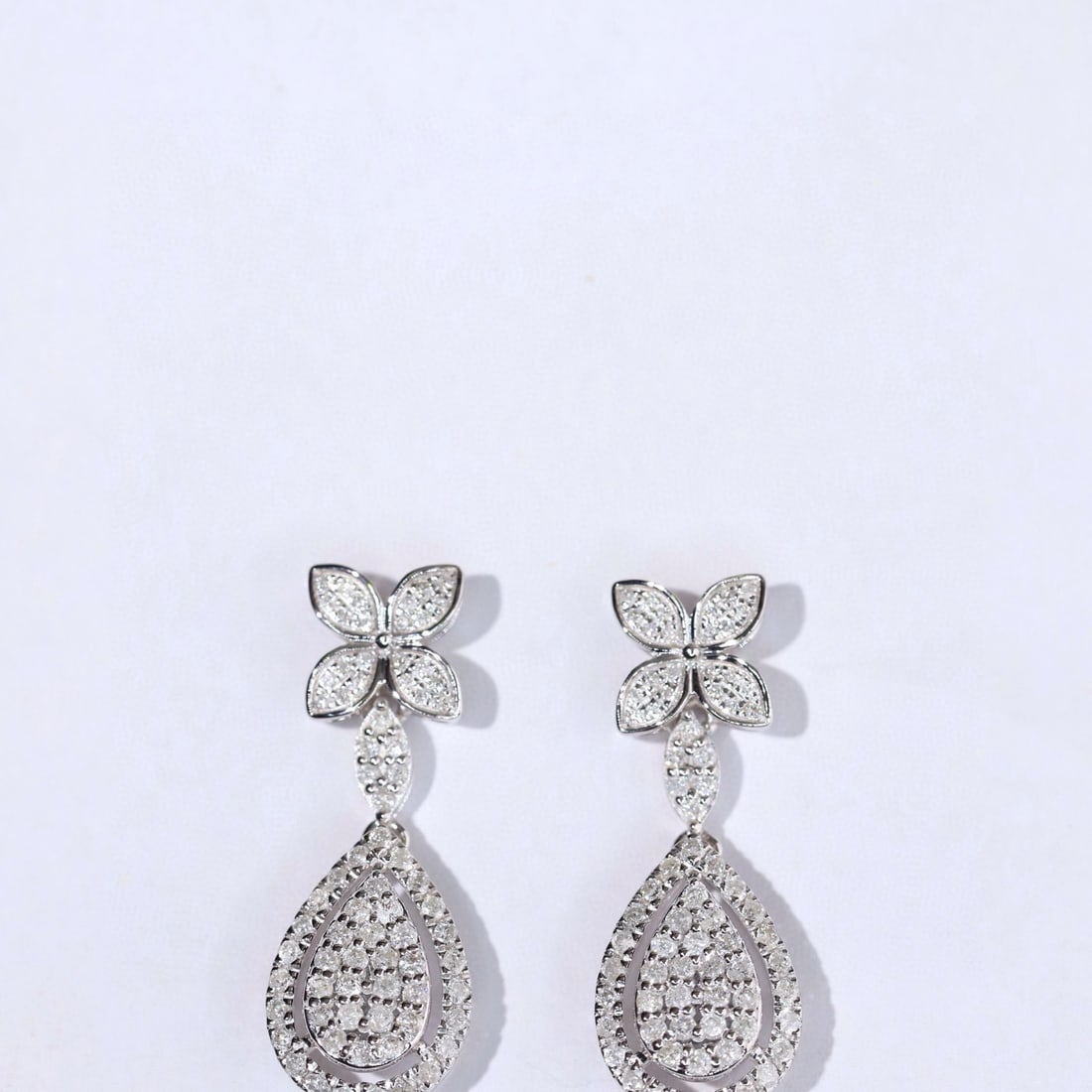 14k Gold 1.2 Ct Natural H Diamond Earrings - 4
