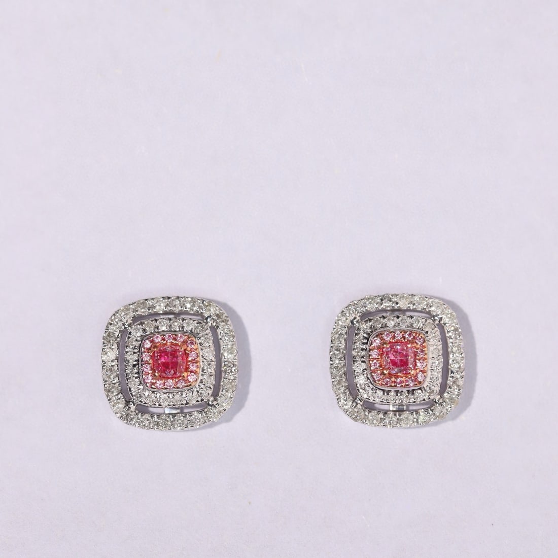 14k Gold 0.70 Ctw Natural Pink Diamond & Diamond Earrings - 7