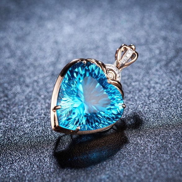14k Gold 20.68 Ct Natural Topaz & Diamond Pendant( Without Chain ) - 6