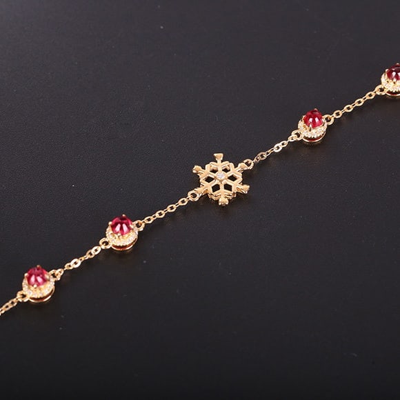 14k Gold 1.2 Ctw Natural Spinel & Diamond Bracelet: Ref:231112006 // gold content:14k gold // main gemstone:spinel // shape:round // carat weight:1ct // color:red // treatment:natural // cut grade:g // // adjacent gemstone 2 : diamond // shape:round