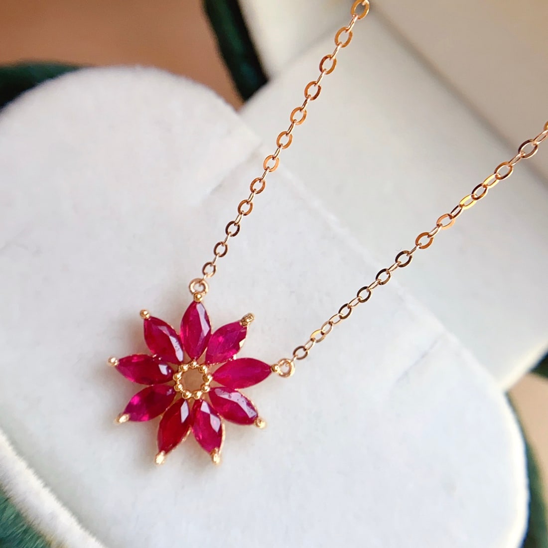 14k Gold 1.80 Ct Natural Ruby Necklace: Ref:231112038 // gold content:14k gold // main gemstone:ruby // shape:marquise // carat weight:1. 80ct // color:red // treatment:natural // Condition: New Low Estimate: 2900.00 High Estimate: 4300.00
