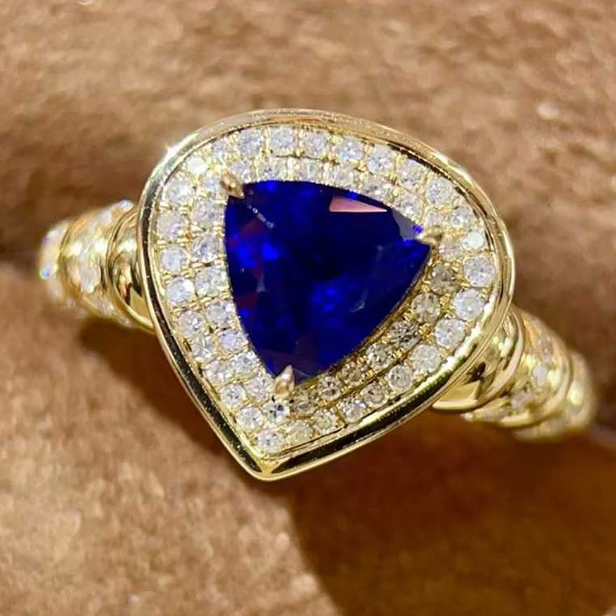 14k Gold 1.81 Ctw Natural Sapphire & Diamond Ring - 2