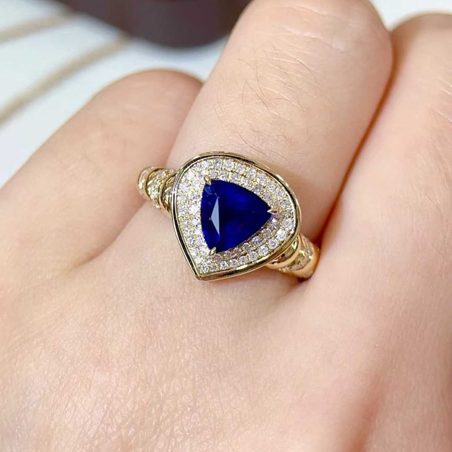 14k Gold 1.81 Ctw Natural Sapphire & Diamond Ring - 4