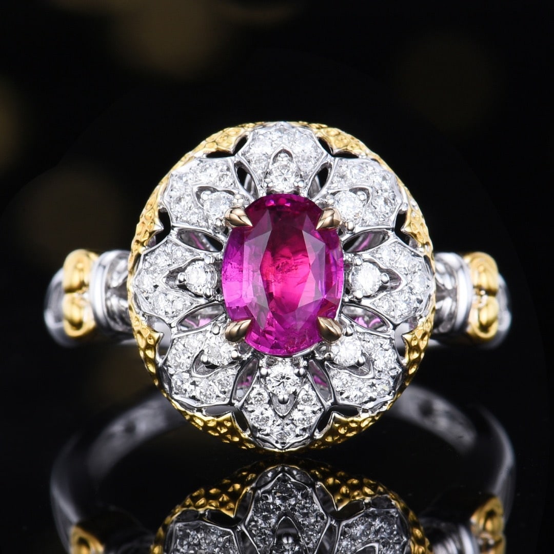 14k Gold 1.34 Ctw Natural Sapphire & Diamond Ring: Ref:231112062 // gold content:14k gold // ring size:7. 25us // // main gemstone:sapphire // shape:oval // carat weight:1. 05ct // color:pink // treatment:natural // // adjacent gemstone 2 : diamond