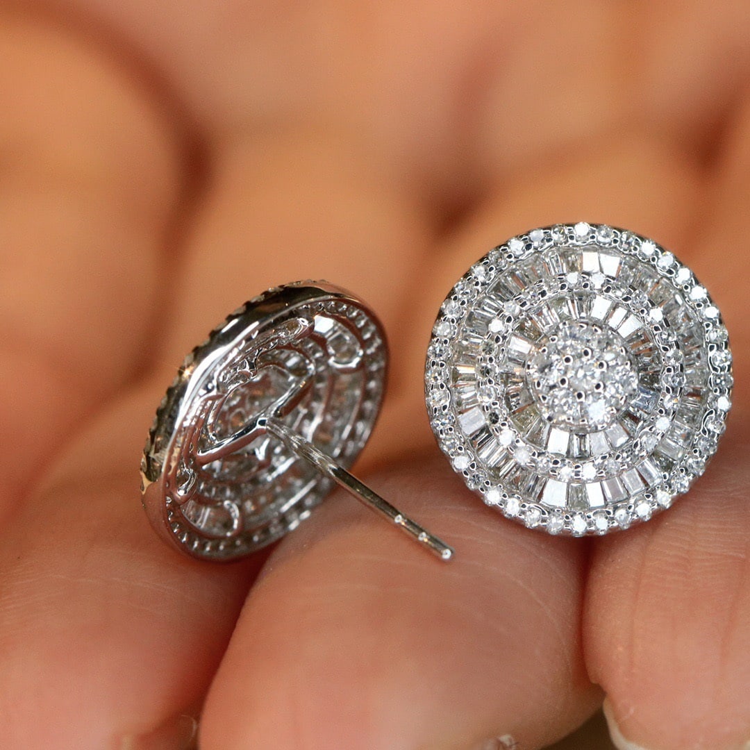 14k Gold 1.1 Ct Natural H Diamond Earrings - 2