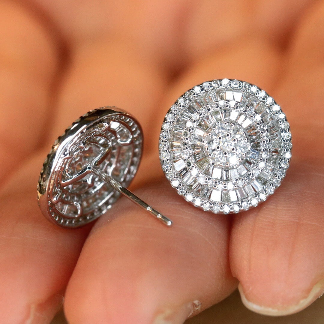 14k Gold 1.1 Ct Natural H Diamond Earrings - 3