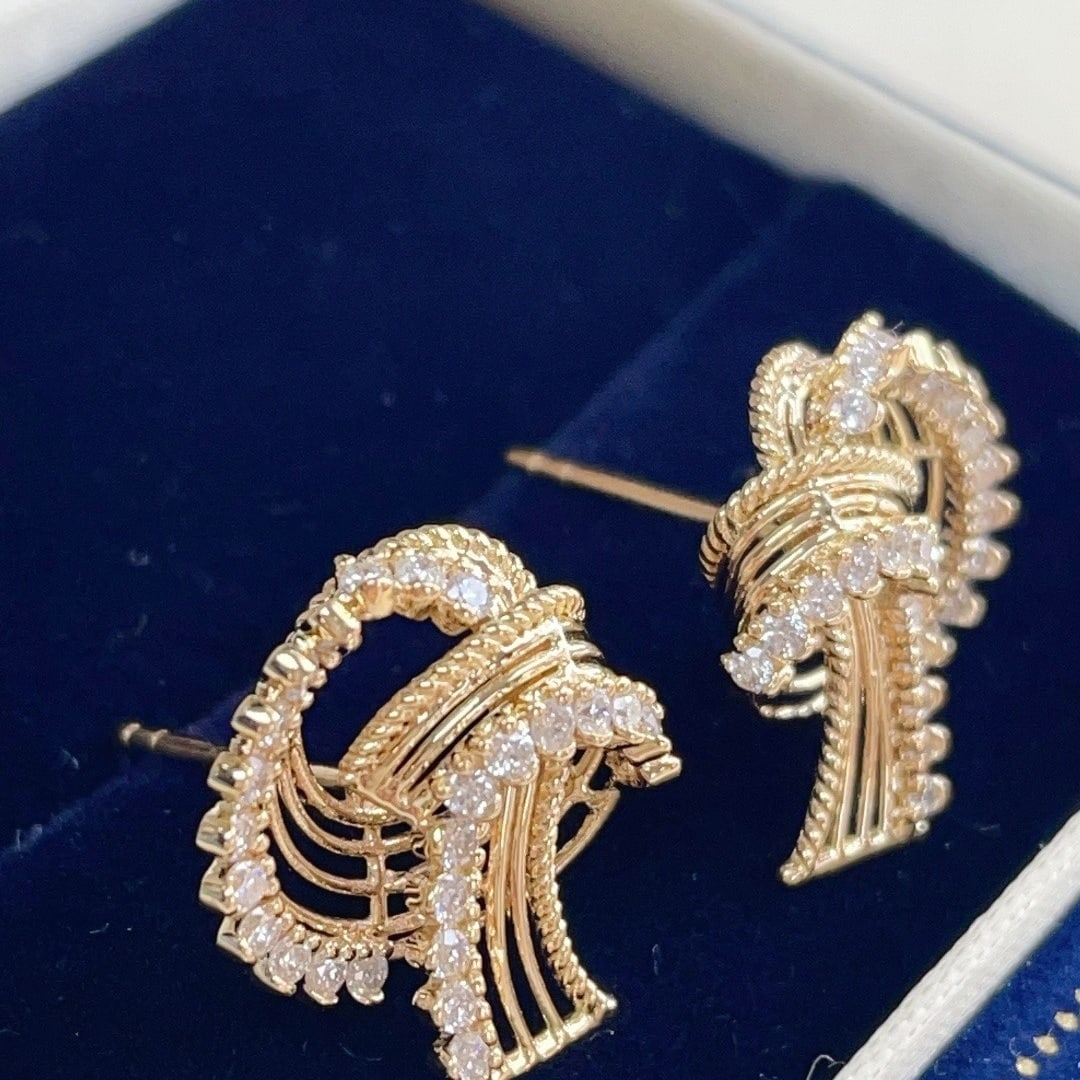14k Gold 0.50 Ct Natural H Diamond Earrings - 2