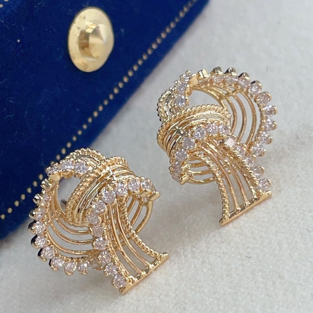 14k Gold 0.50 Ct Natural H Diamond Earrings - 4