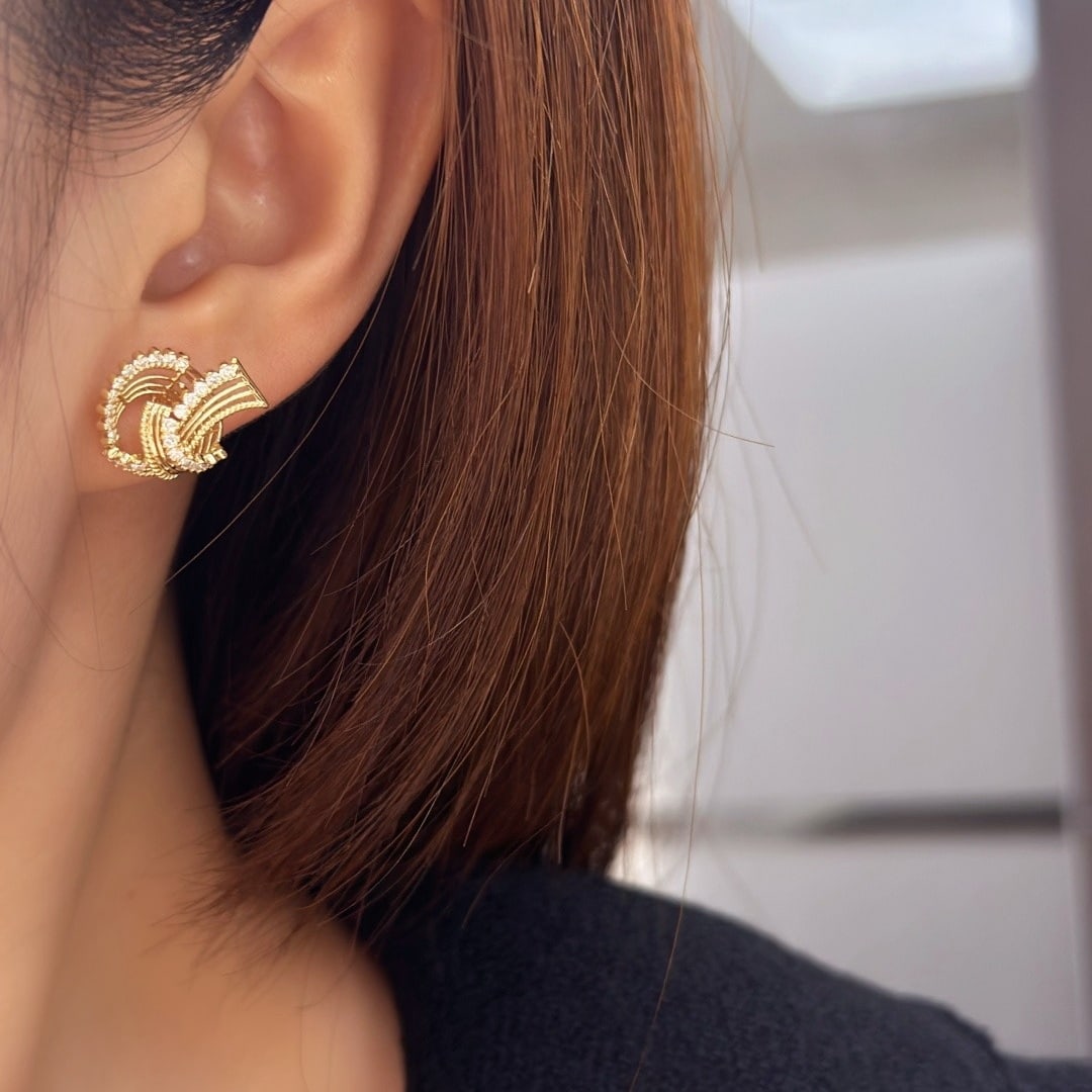 14k Gold 0.50 Ct Natural H Diamond Earrings - 6