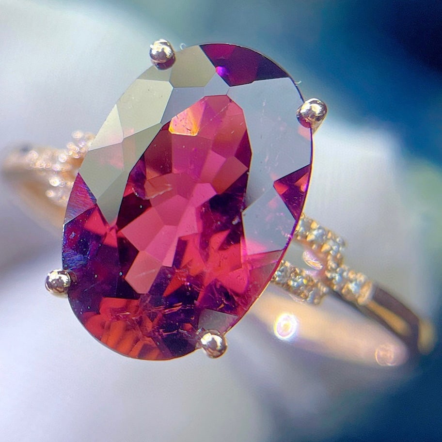 14k Gold 2.6 Ct Natural Tourmaline & Diamond Ring - 2