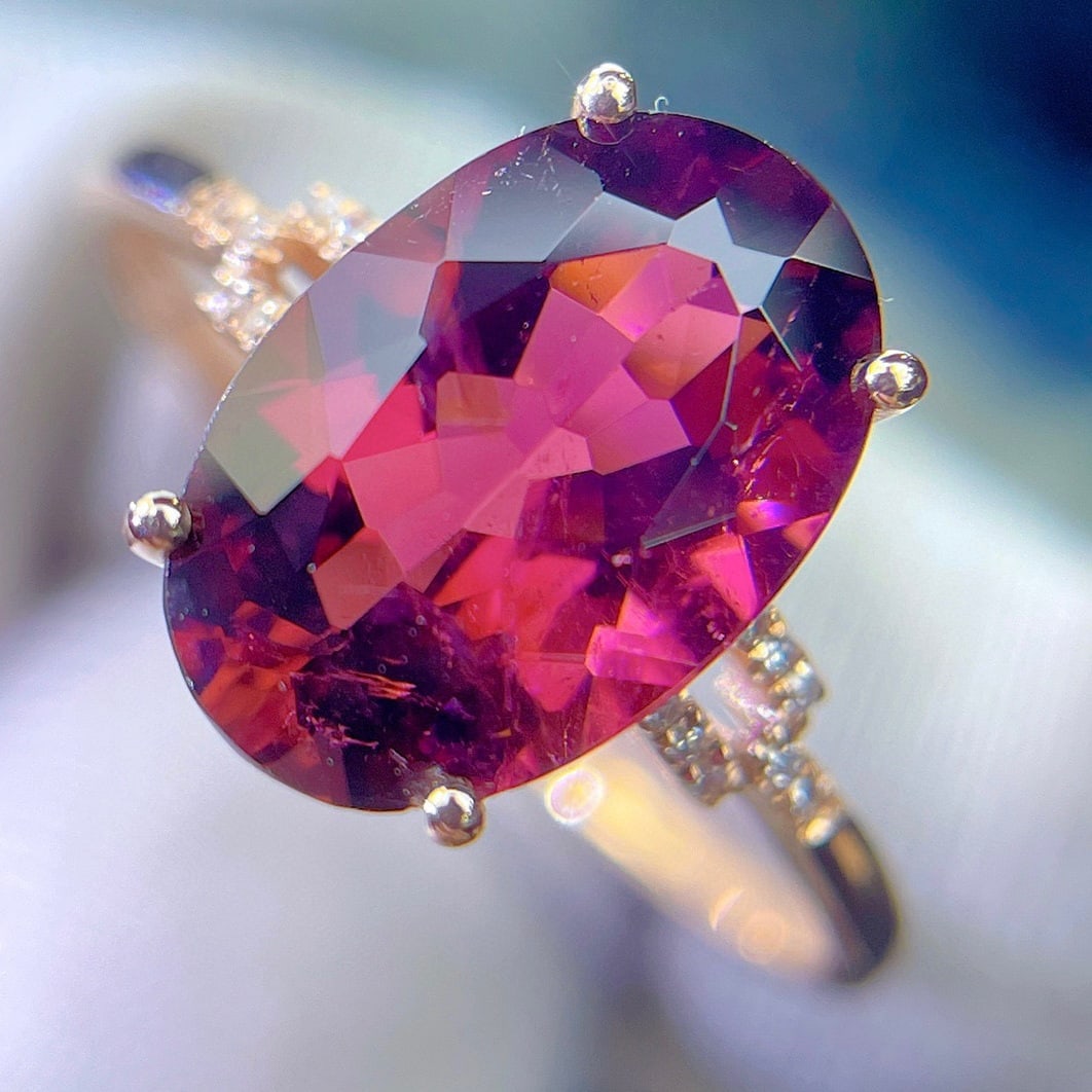14k Gold 2.6 Ct Natural Tourmaline & Diamond Ring - 3