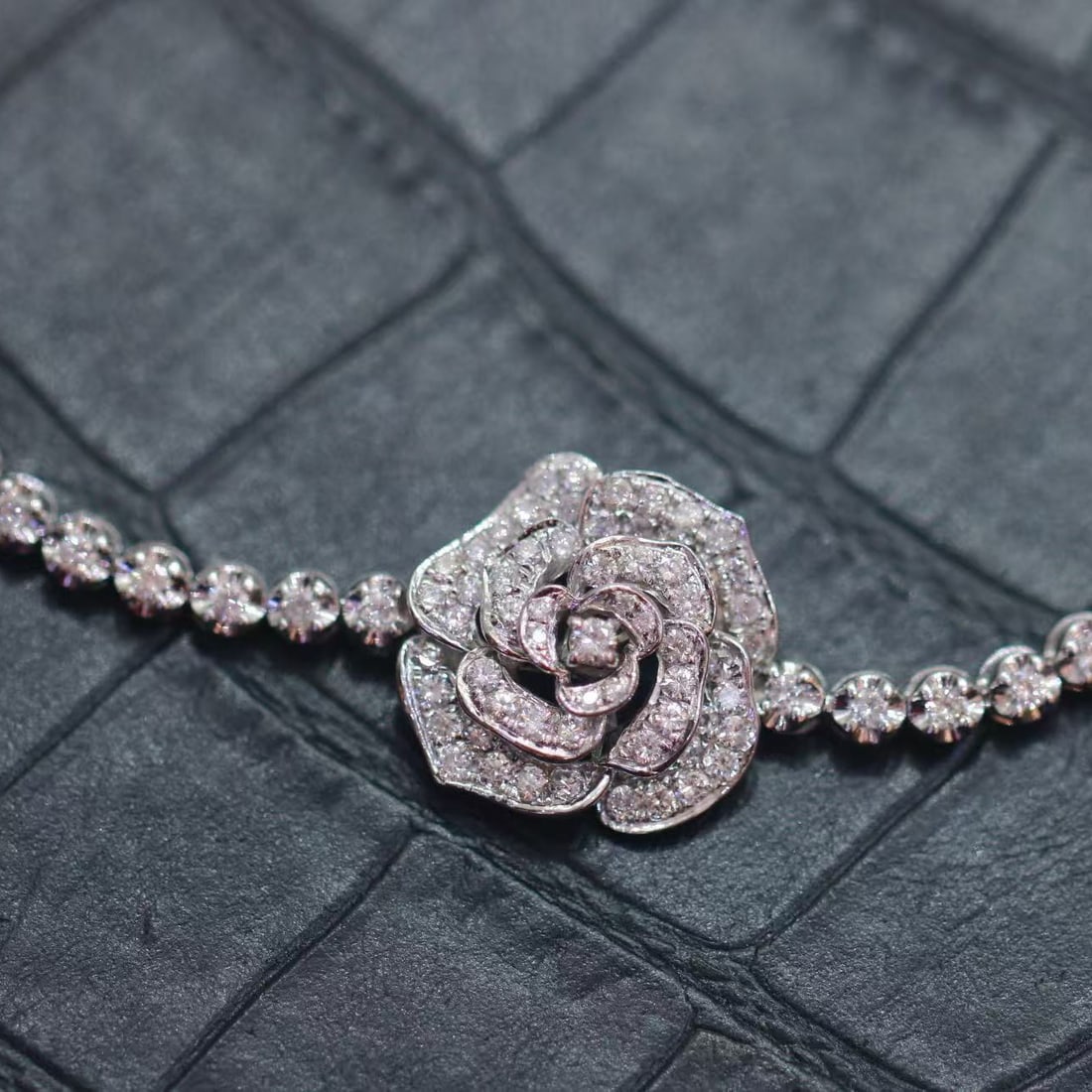 14k Gold 1.5 Ct Natural H Diamond & Flowers Bracelet - 2