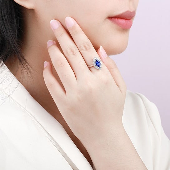 14k Gold 1.75 Ctw Natural Sapphire & Diamond Ring - 6