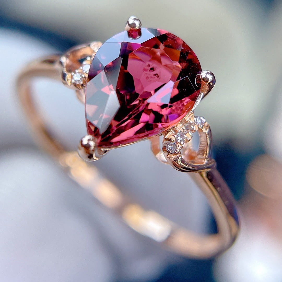 14k Gold 1.6 Ct Natural Tourmaline & Diamond Ring - 3