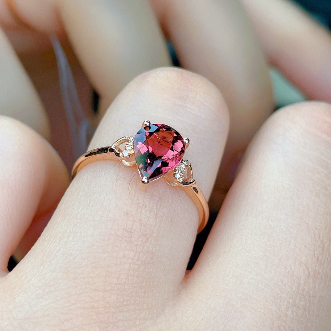 14k Gold 1.6 Ct Natural Tourmaline & Diamond Ring - 4