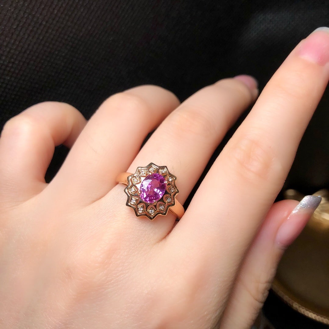 14k Gold 1.25 Ctw Natural Sapphire & Diamond Ring - 4