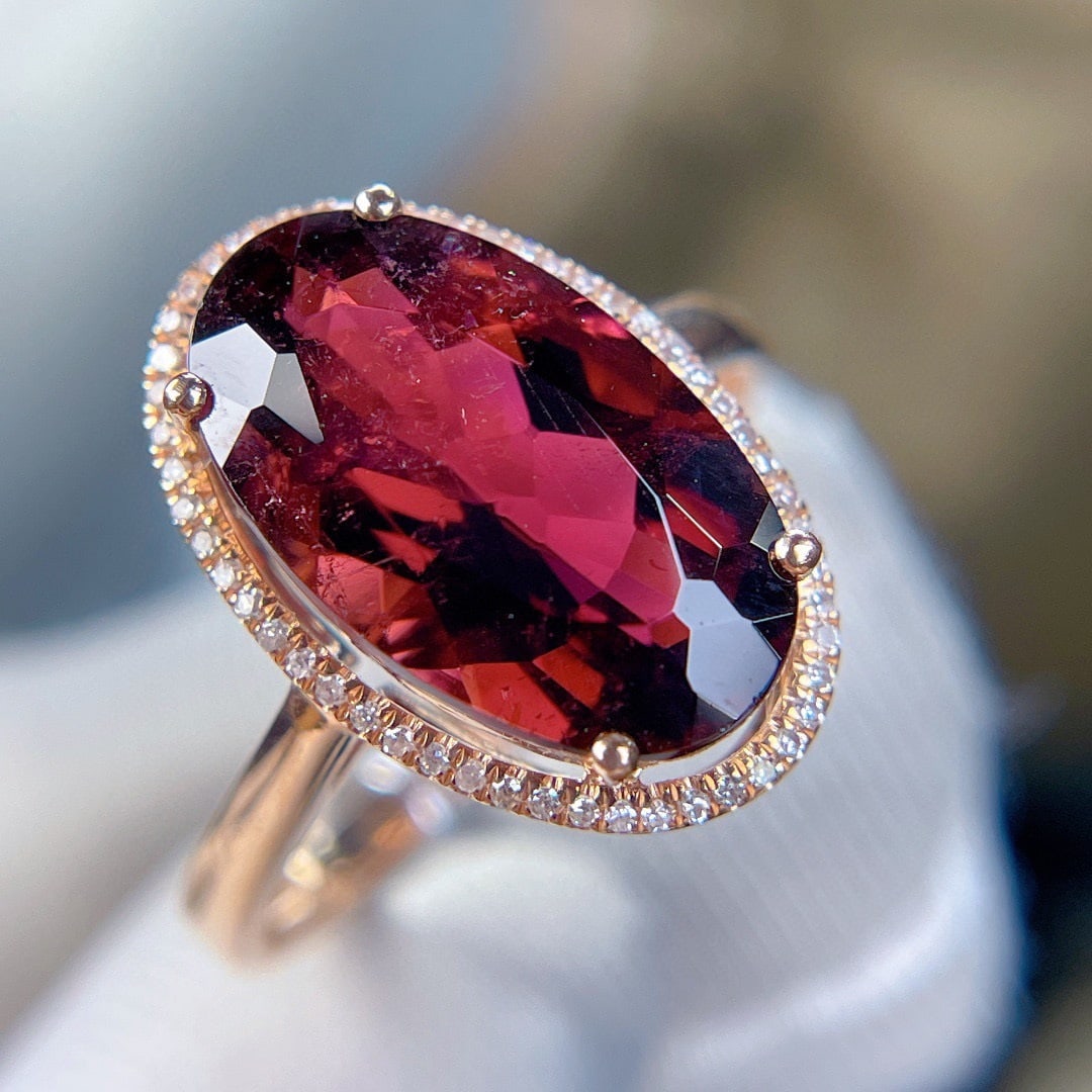 14k Gold 4.6 Ct Natural Tourmaline & Diamond Ring - 3