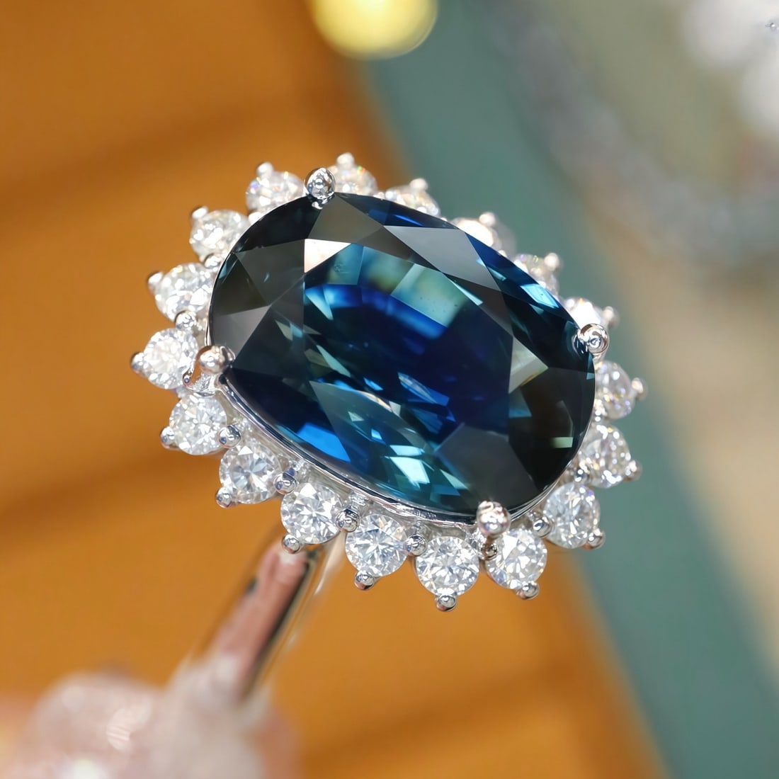 14k Gold 5.59 Ctw Natural Sapphire & Diamond Ring - 3