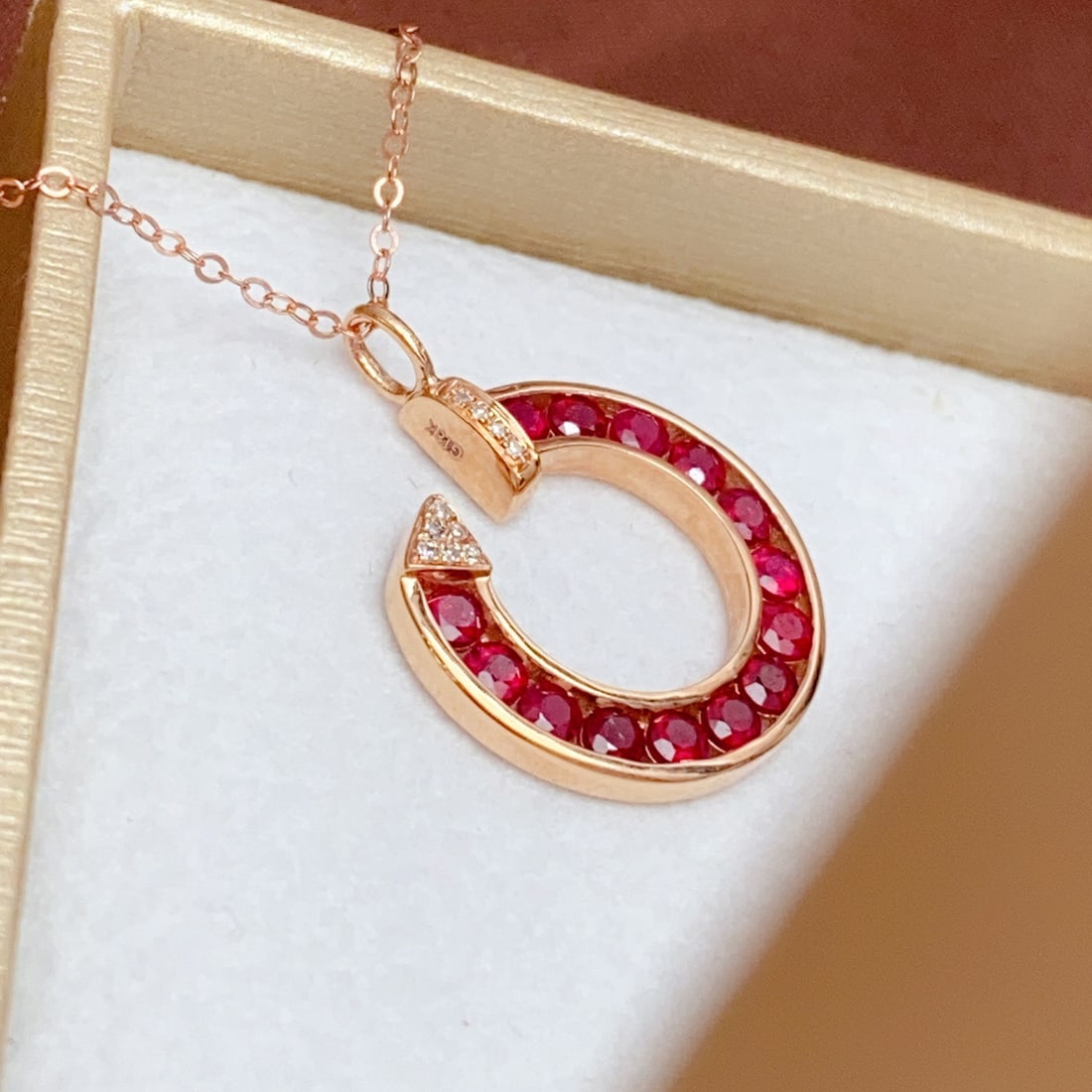 14k Gold 1.30 Ct Natural Ruby & Diamond Pendant( Without Chain ) - 3