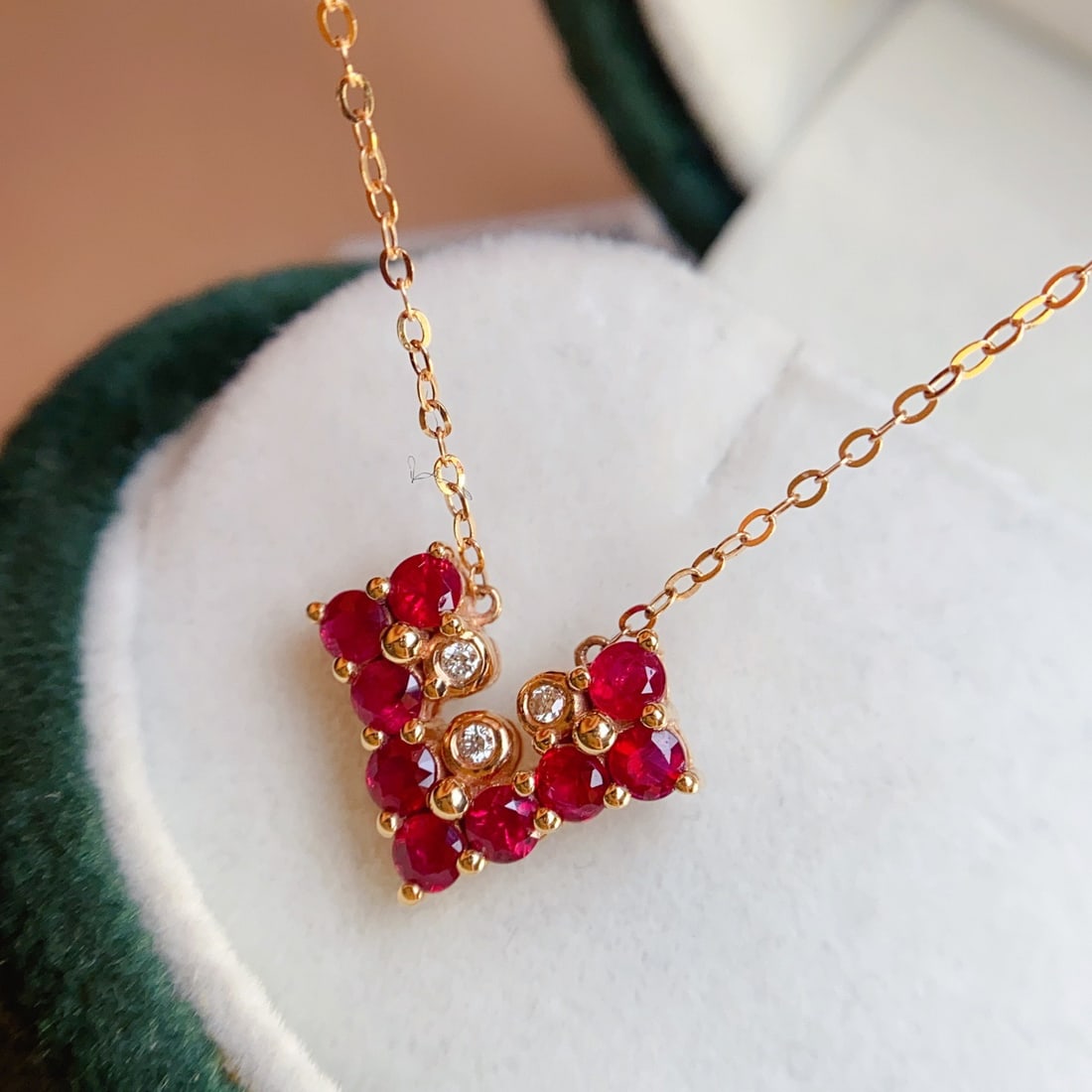 14k Gold 1.15 Ct Natural Ruby & Diamond Necklace - 3