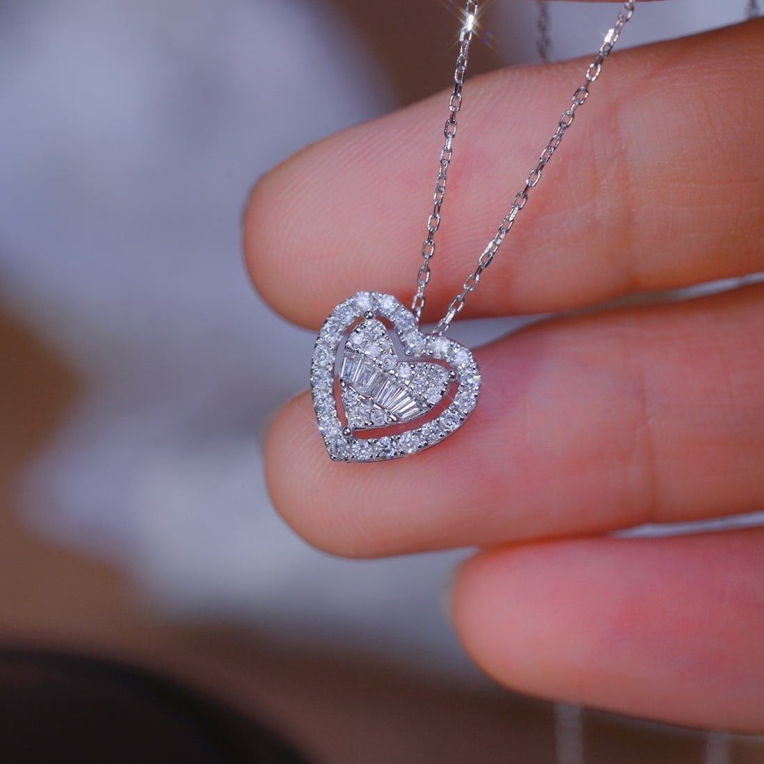 14k Gold 0.35 Ct Natural H Diamond Necklace - 5