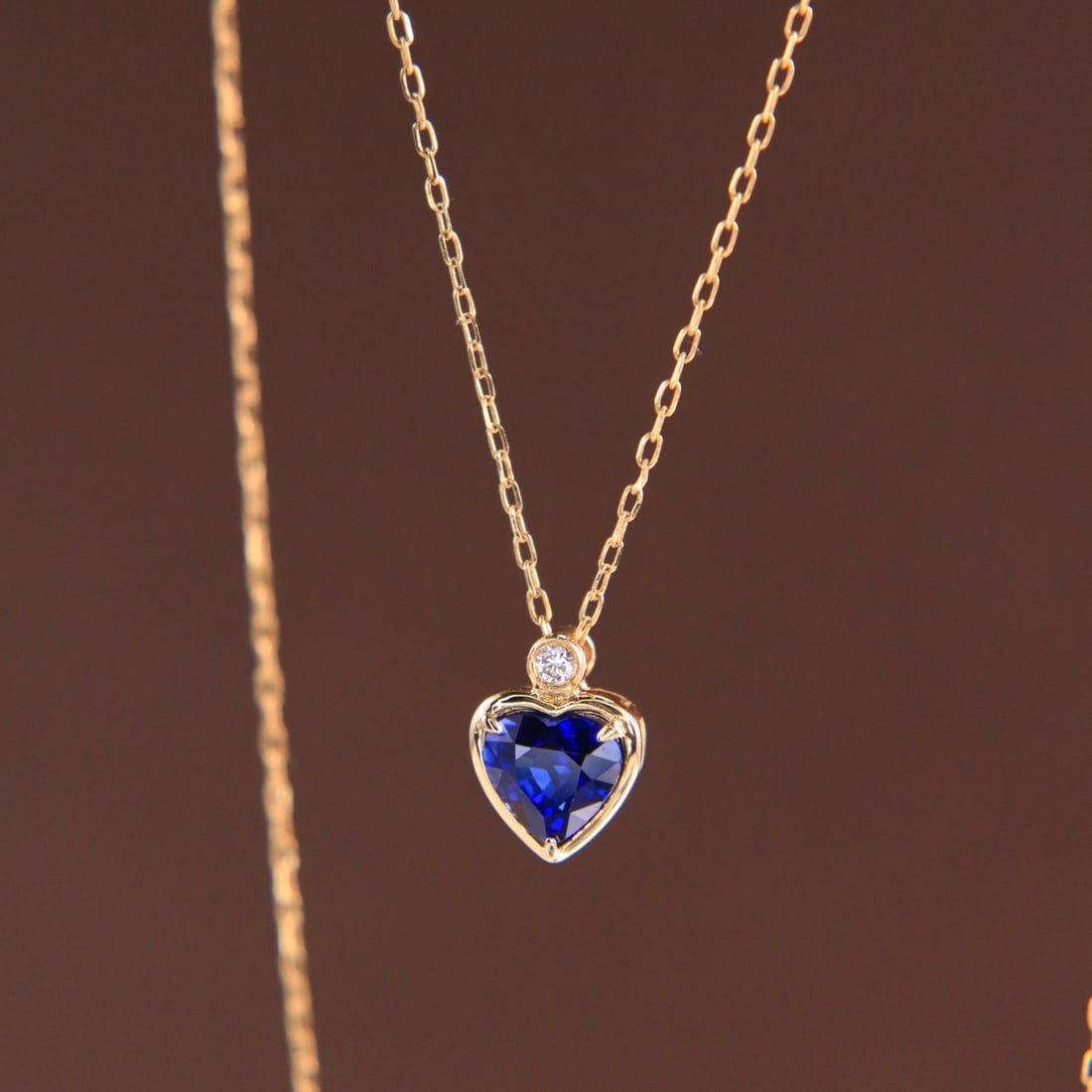 14k Gold 0.55 Ct Natural Sapphire & Diamond Necklace - 5
