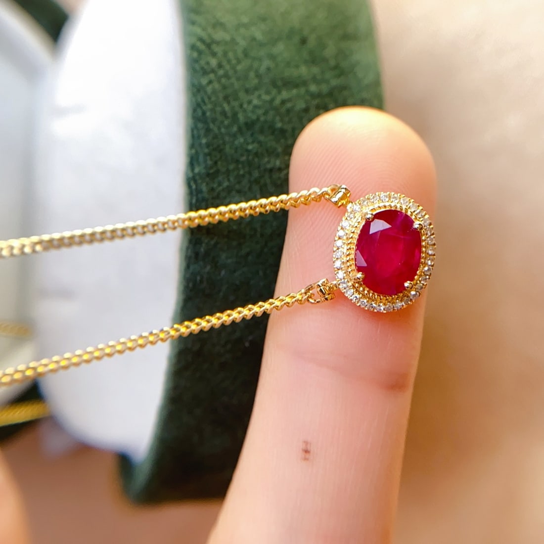 14k Gold 1.06 Ct Natural Ruby & Diamond Necklace - 4