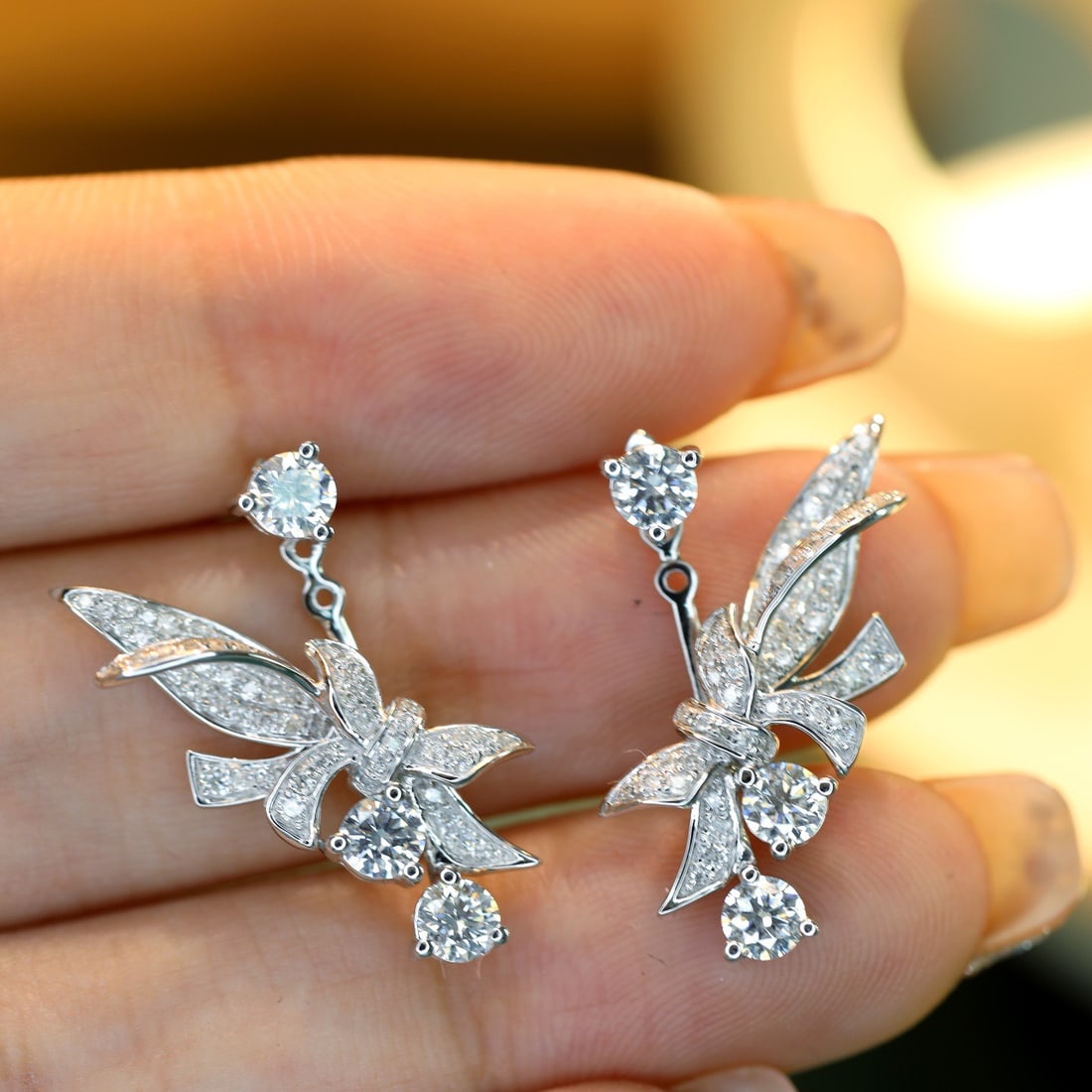 14k Gold 1.4 Ct Natural H Diamond Earrings - 3